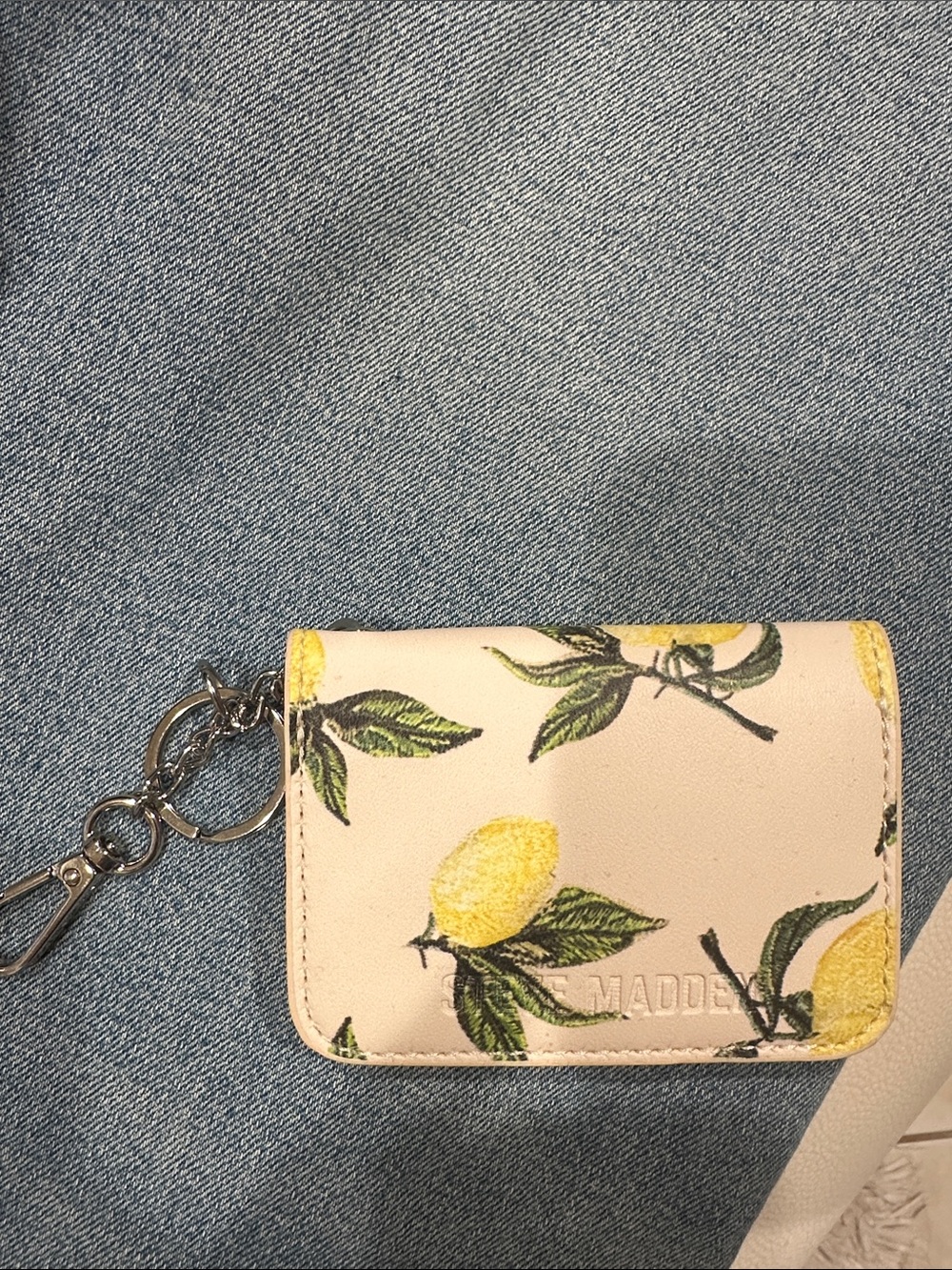 Steve Madden Lemon Print Key & Card Holder - Yellow & Green